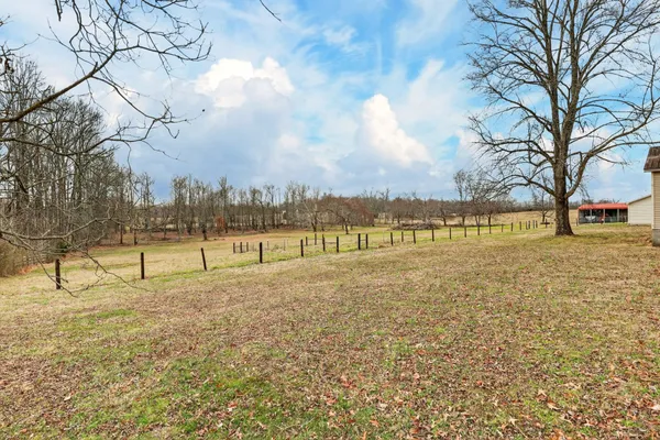 a view of a field with trees