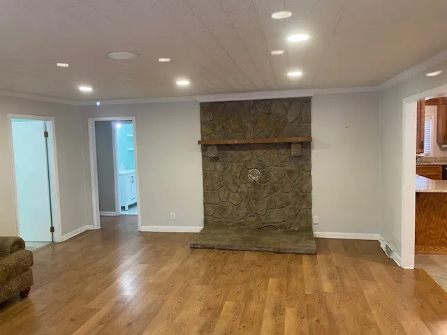 a view of livingroom with wooden floor