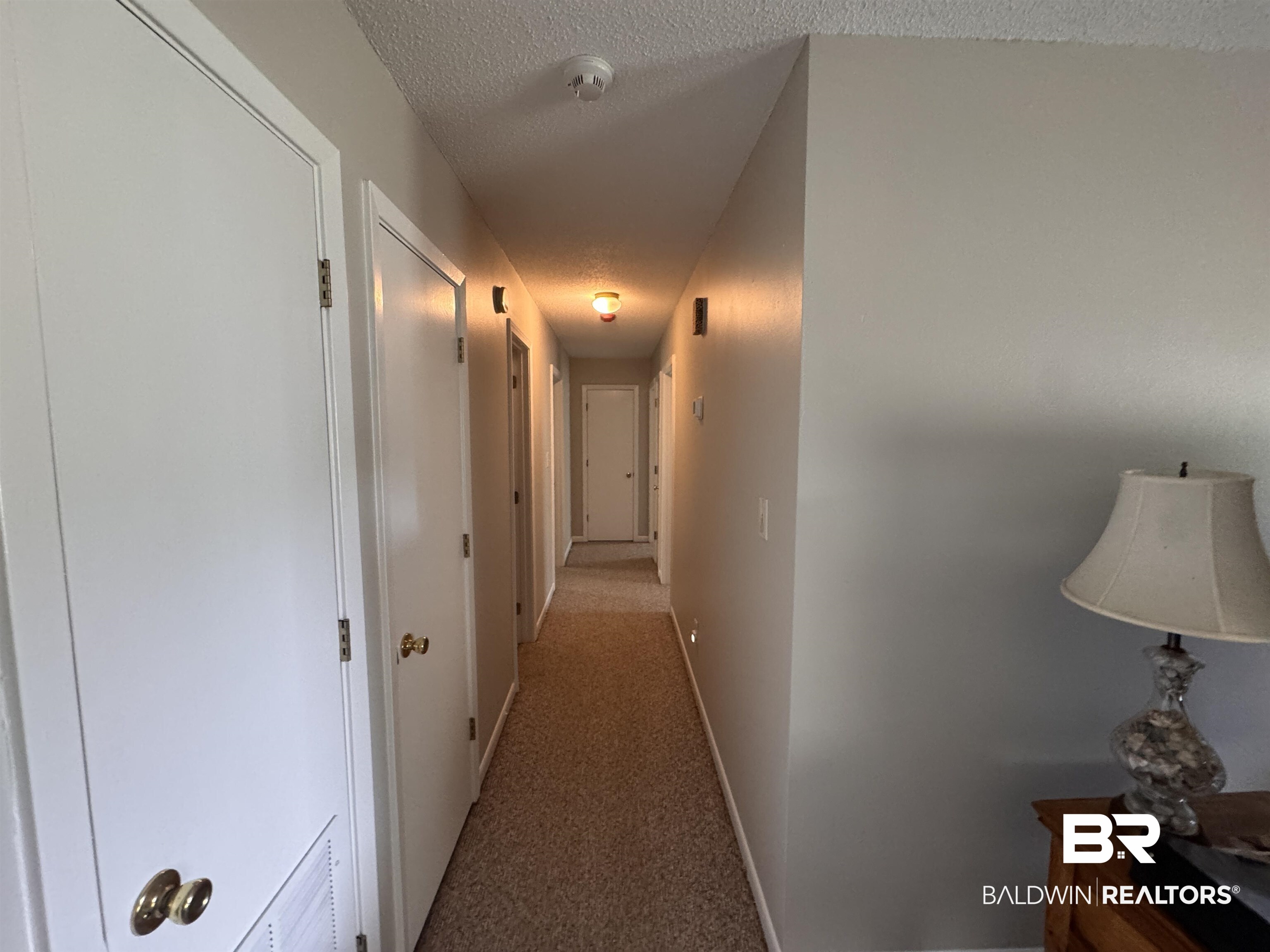 15148 Highland Circle Foley, AL 36535 - Photo 27 of 47 Hall featuring a textured ceiling, light carpet, and baseboards
