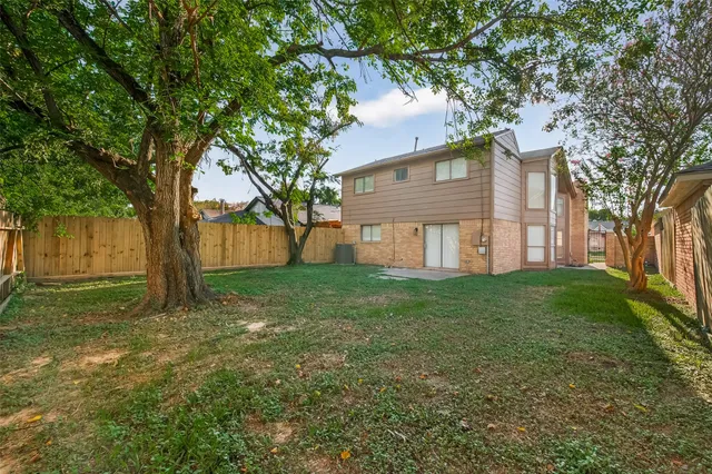 a view of backyard with large tree