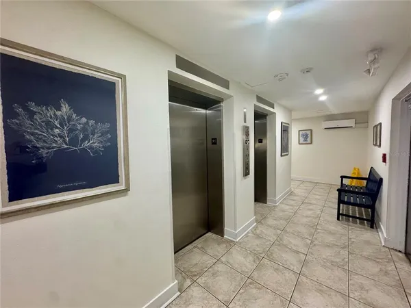 a view of a lake with a patio