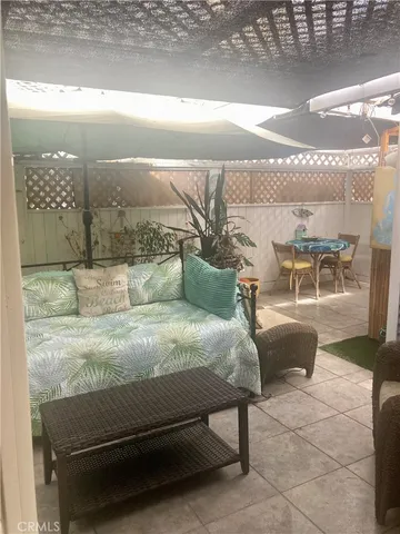 a living room with a couch and a table