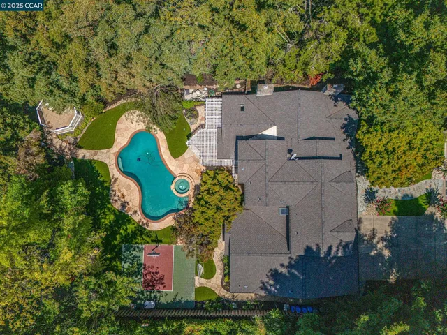 an aerial view of a house