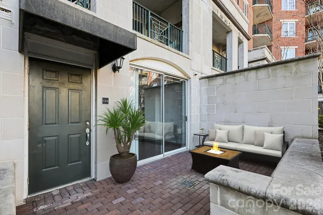 a view of a patio with couches and potted plants