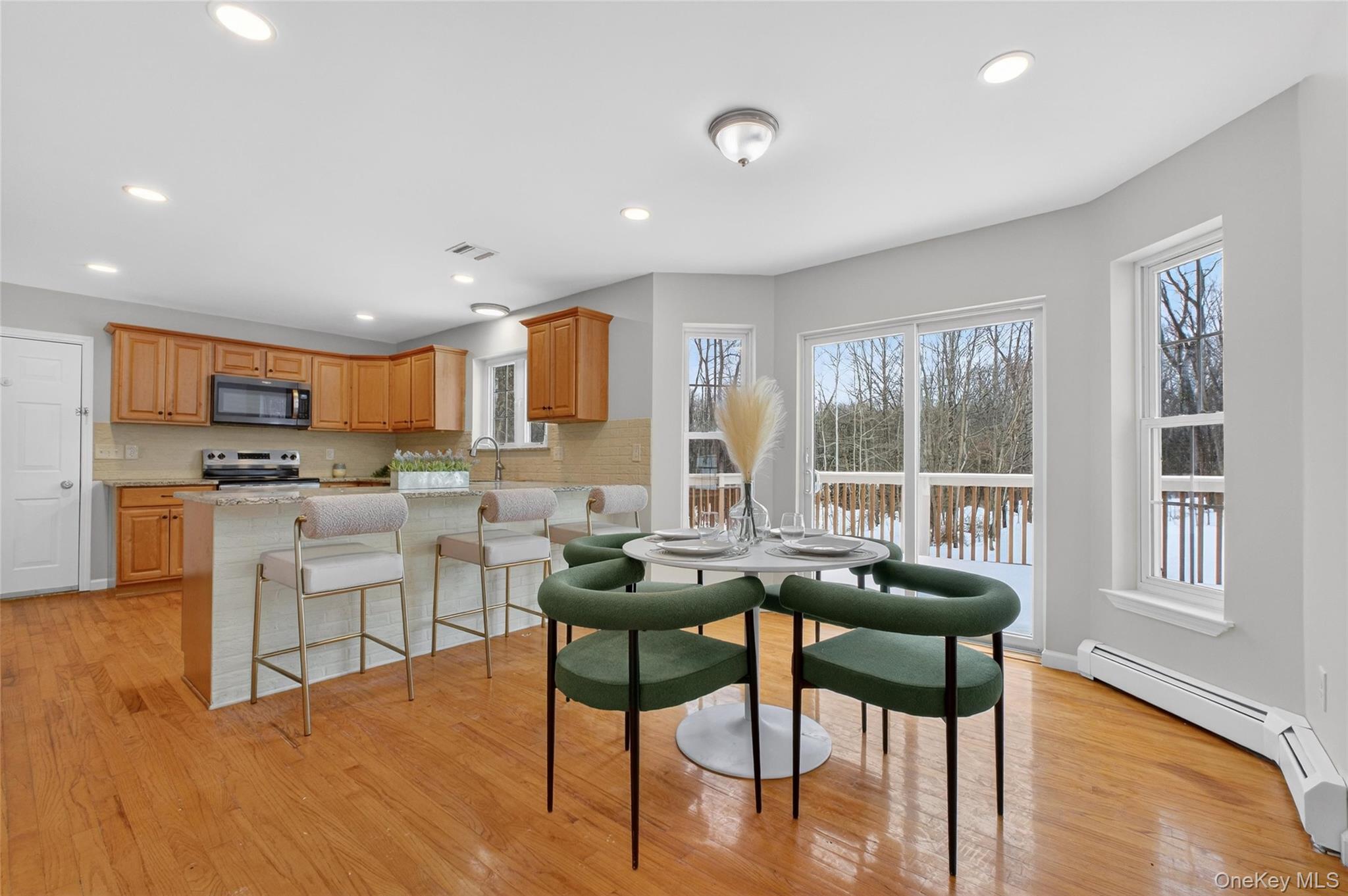 33 Berea Road Walden, NY 12586 - Photo 13 of 44 Dining room with a baseboard radiator, recessed lighting, and light wood-style flooring