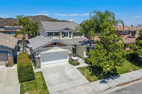 a aerial view of a house with garden