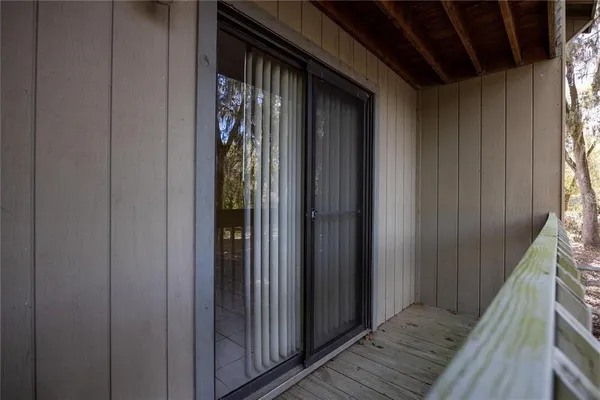 a view of wooden balcony