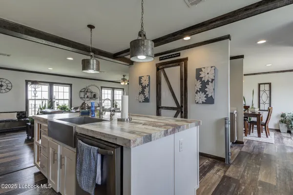 a kitchen with lots of different kinds of food