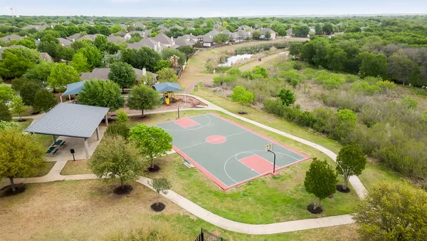 an aerial view of a house