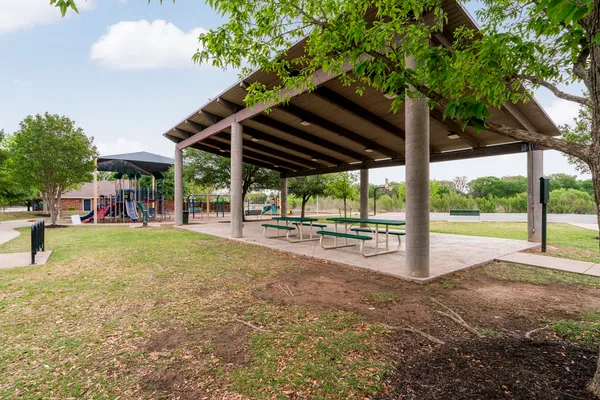 a view of large trees with a yard