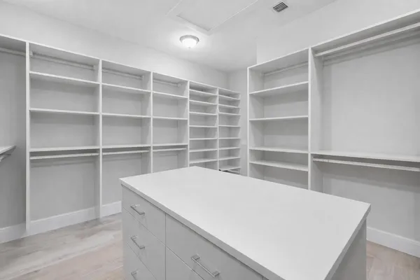 a view of a room with empty racks