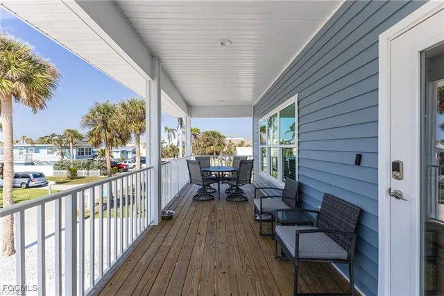 a view of balcony with chairs