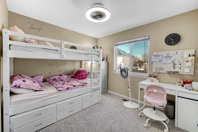 a bedroom with a bed and closet