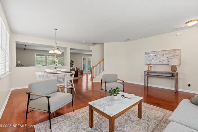 a living room with furniture