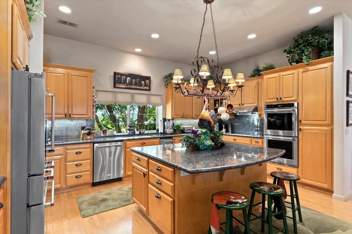 4558 Country View Court Cool, CA 95614 - Photo 25 of 82 a kitchen with stainless steel appliances granite countertop a stove and a refrigerator