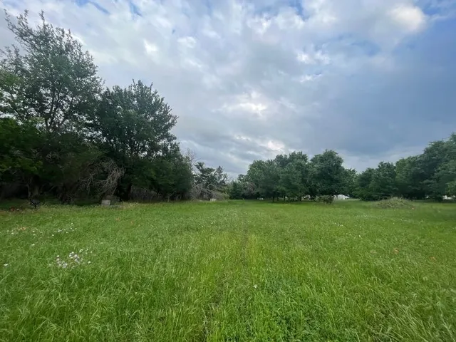 a view of field with trees in the background