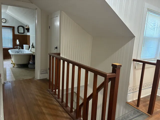 a view of a bedroom from a balcony