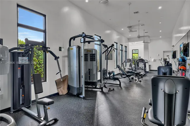 a view of a room with gym equipment