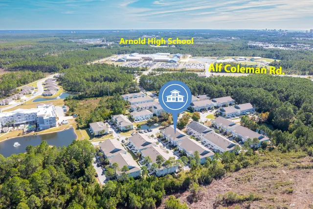 a view of a building with a street