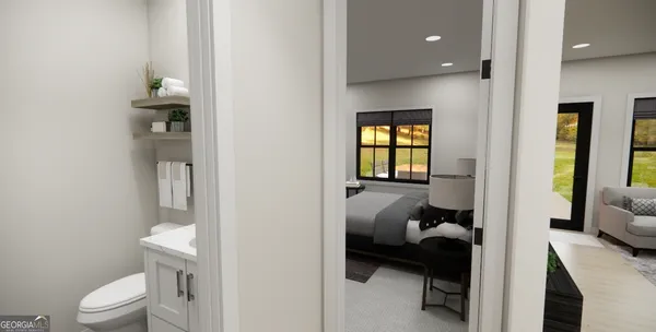 a en suite bathroom with a toilet