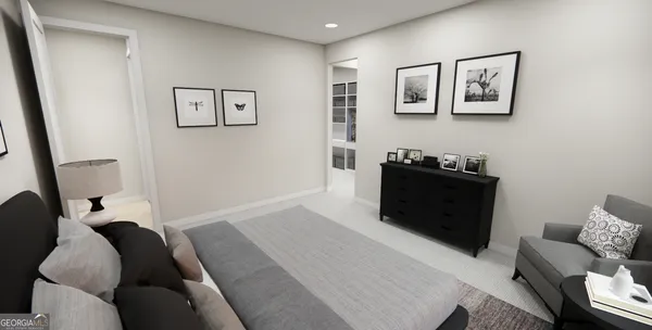 a living room with furniture and painting on the wall