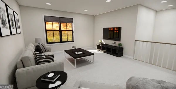 a living room with furniture and a flat screen tv