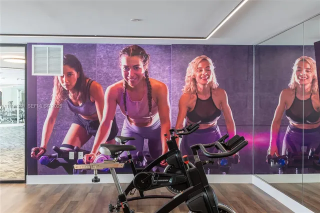 a view of a room with gym equipment