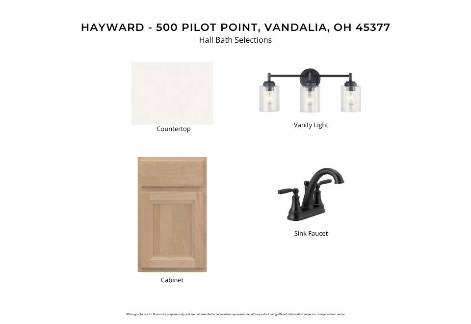 500 Pilot Point, Unit 2204 Vandalia, OH 45377 - Photo 5 of 7 These selections include a vanity light, sink faucet, countertop, and cabinet.