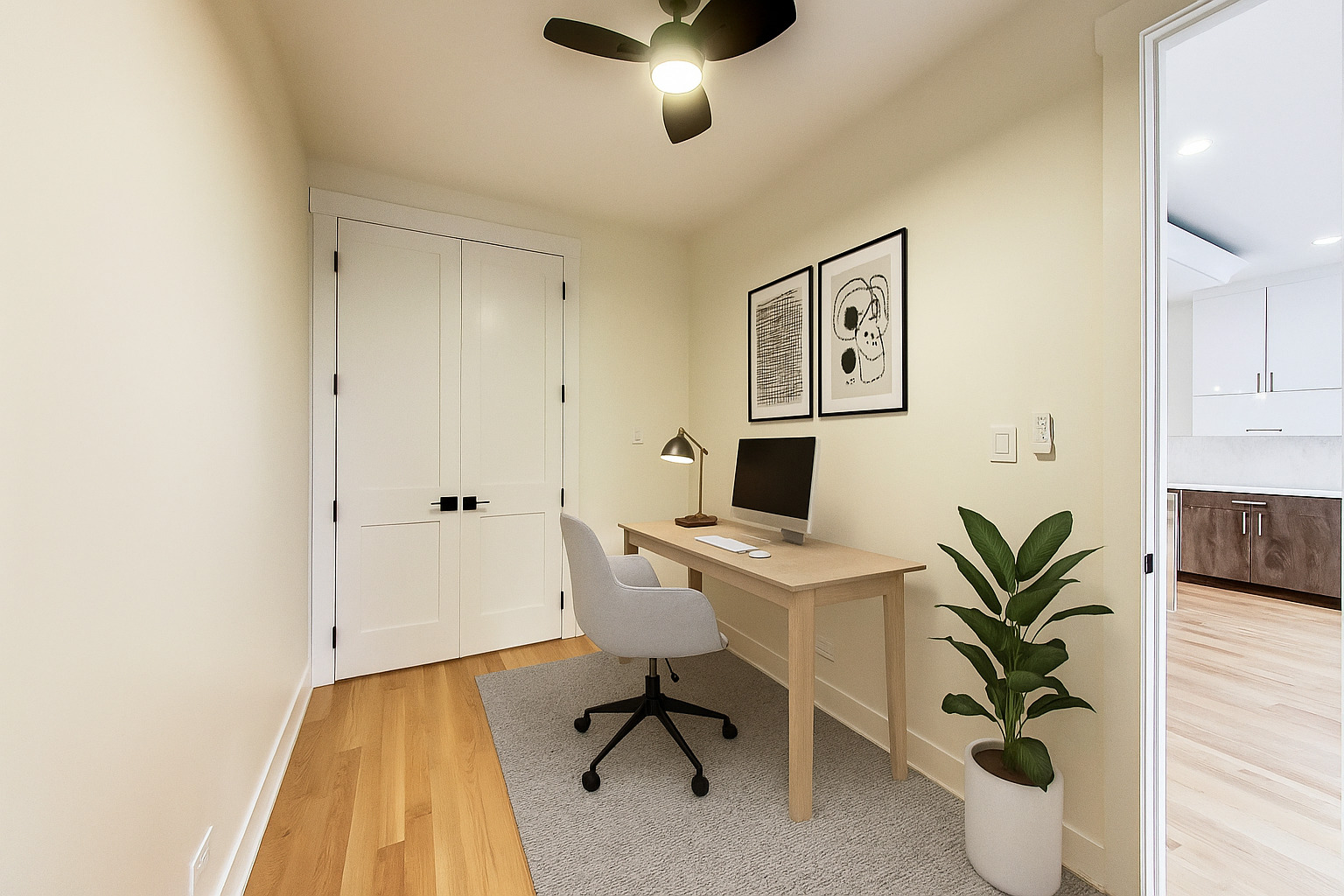 6363 South Ellis Avenue, Unit 2 Chicago, IL 60637 - Photo 15 of 18 a workspace with furniture and wooden floor