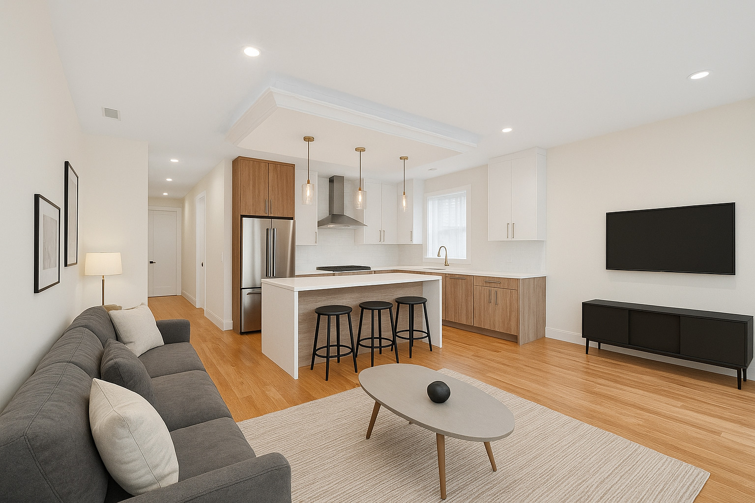 6363 South Ellis Avenue, Unit 2 Chicago, IL 60637 - Photo 2 of 18 a living room with furniture and a flat screen tv