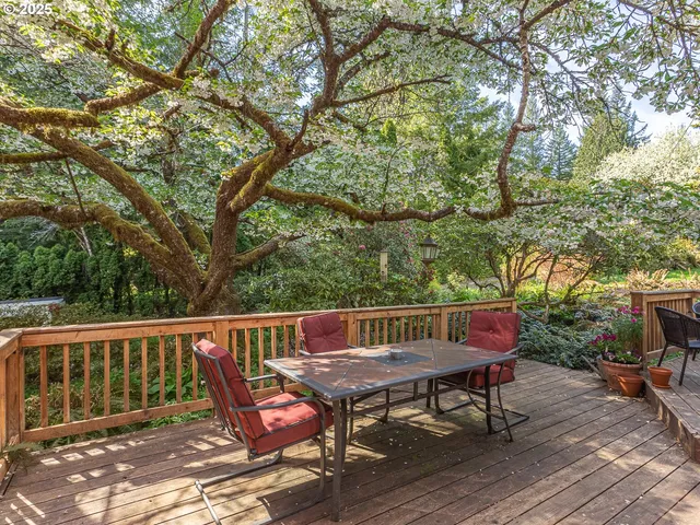 a view of a wooden deck and outdoor space