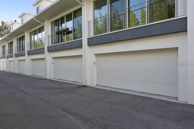 an empty room with shelves