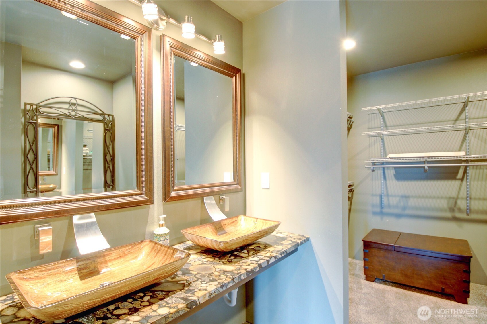 426 Longtime Lane Sedro-Woolley, WA 98284 - Photo 23 of 28 a bathroom with a granite countertop sink and a mirror