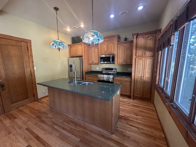 230 Comstock Street, Unit 1 Joliet, IL 60436 - Photo 3 of 20 a kitchen with stainless steel appliances granite countertop a refrigerator a stove and a wooden floors