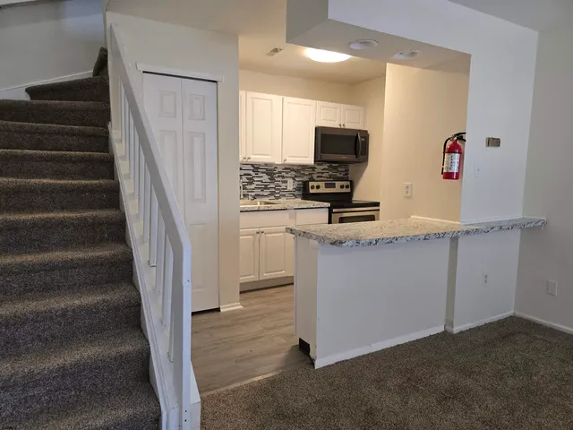 a bathroom with a bathtub