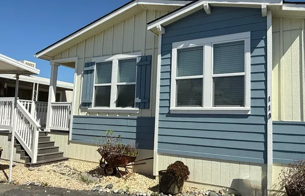 a front view of a house with a window