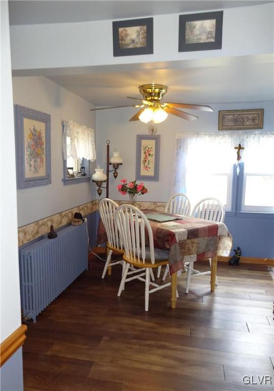 583 Shooktown Road Bangor, PA 18013 - Photo 21 of 44 a dining room with furniture a chandelier and wooden floor