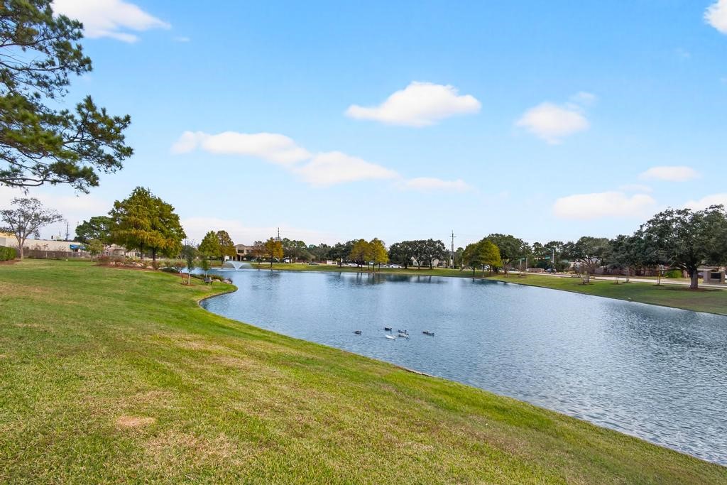 8815 Stoney Bend Drive Spring, TX 77379 - Photo 44 of 50 This photo showcases a serene pond surrounded by lush green grass and trees, offering a peaceful, natural setting ideal for relaxation and enjoying the outdoors.