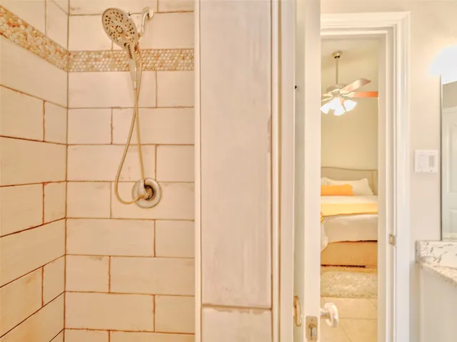 a bathroom with a shower