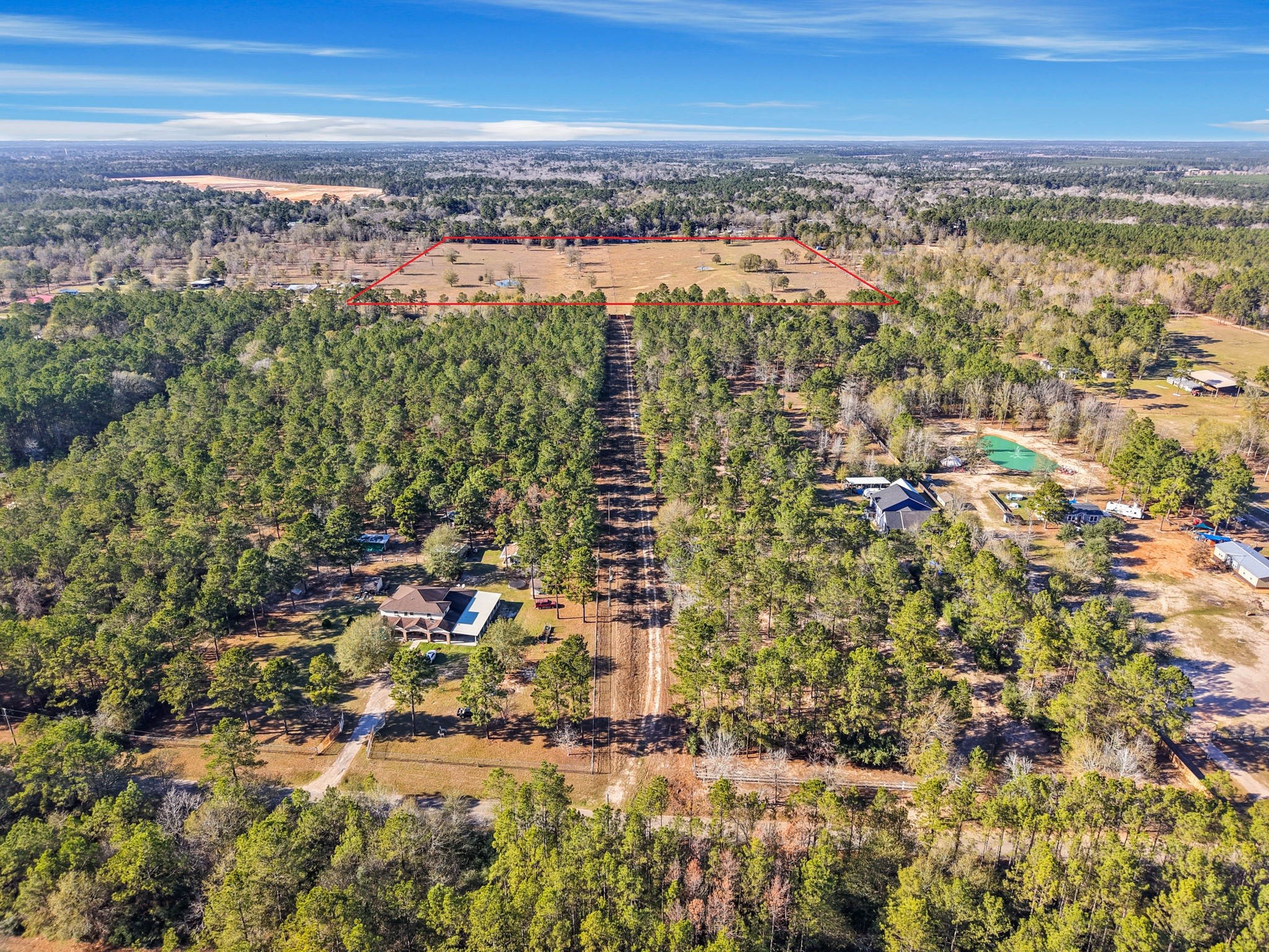 9789 North Walker Road Cleveland, TX 77328 - Photo 2 of 10 The outlined boundaries reveal a large, rectangular-style 39+ acre property with a highly usable layout. Predominantly open land makes it well-suited for agricultural use, future subdivision (where permitted), or long-term investment.