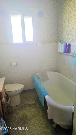 a bathroom with a toilet and a bathtub