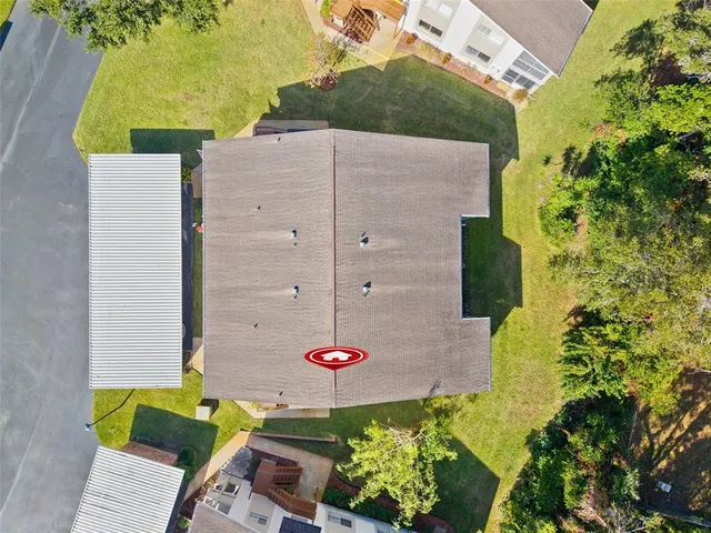 an aerial view of a house