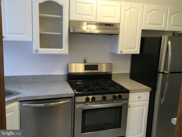 a kitchen with stainless steel appliances a sink stove and refrigerator