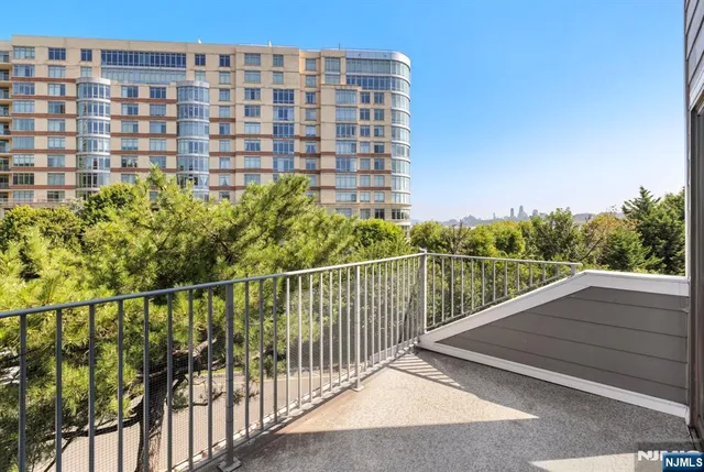 a view of a building from a balcony