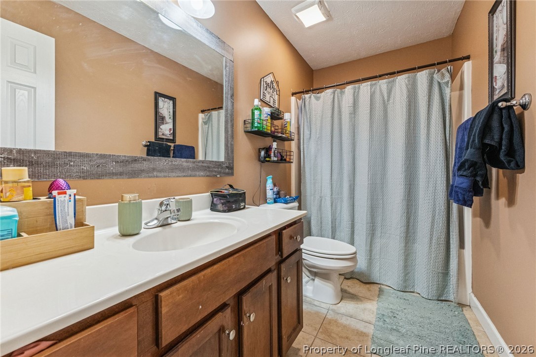 295 Pender Road Spring Lake, NC 28390 - Photo 27 of 30 a bathroom with a sink a toilet and shower curtain