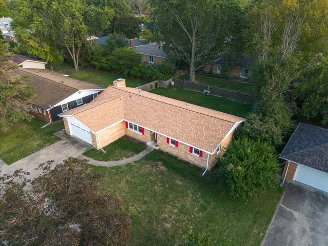 an aerial view of a house
