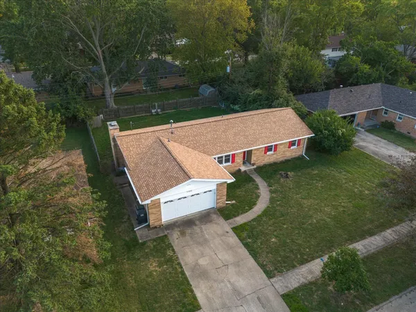 an aerial view of a house