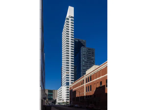 a view of a tall building