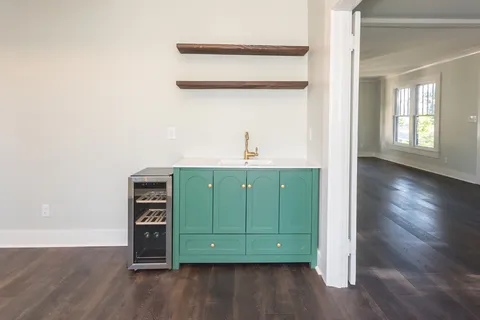 a room with a cabinets and a wooden floor