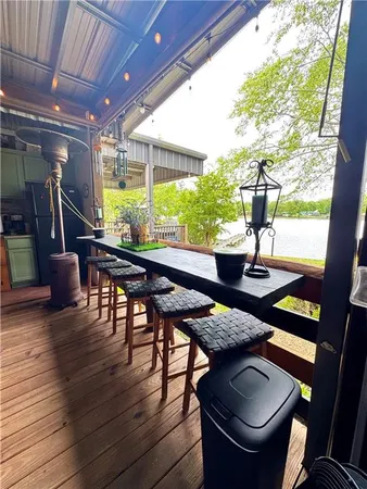 a view of a patio filled with furniture